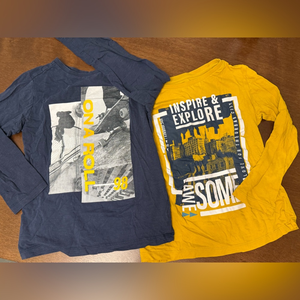 Mothercare Long Sleeve Super Comfortable Tees in Yellow and Blue